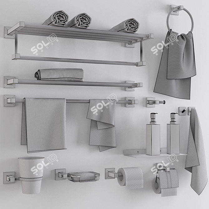 Sleek Bathroom Accessories Set 3D model image 5