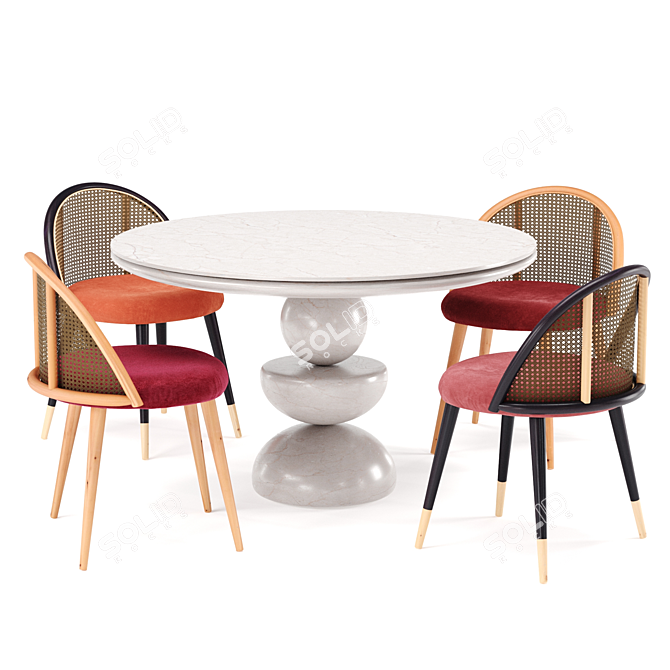 Elegant Marble Dining Set 3D model image 2