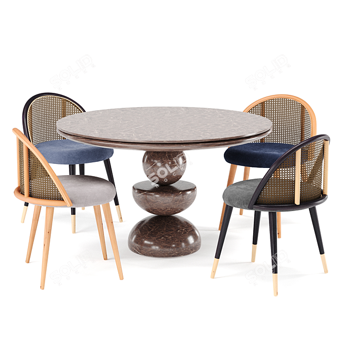 Elegant Marble Dining Set 3D model image 3