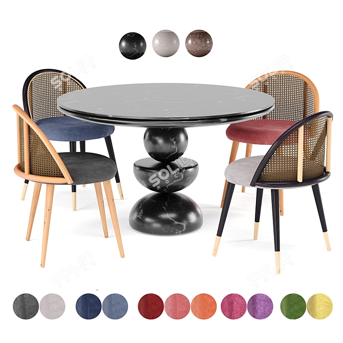 Elegant Marble Dining Set 3D model image 4