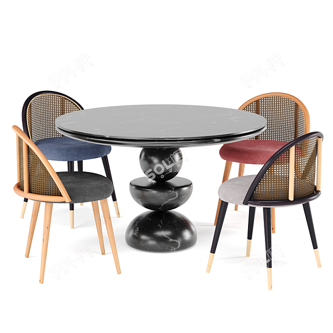 Elegant Marble Dining Set 3D model image 5