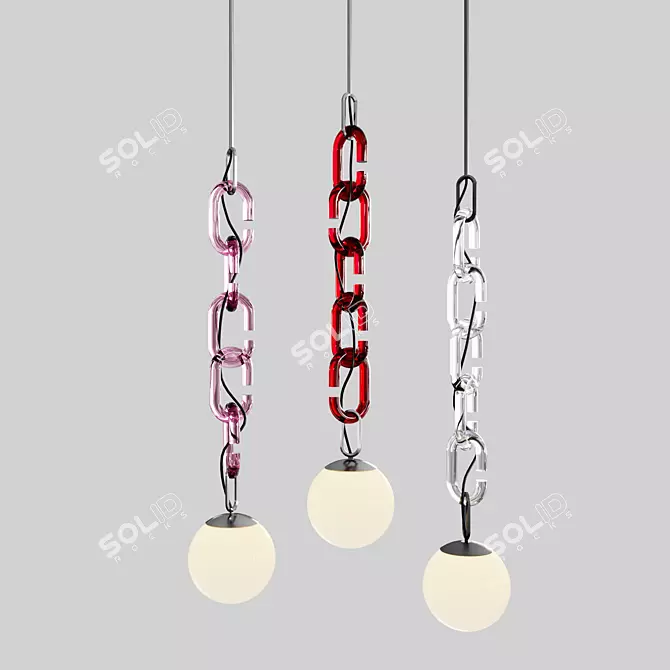 Sleek Chain Pendant Lamp 3D model image 1
