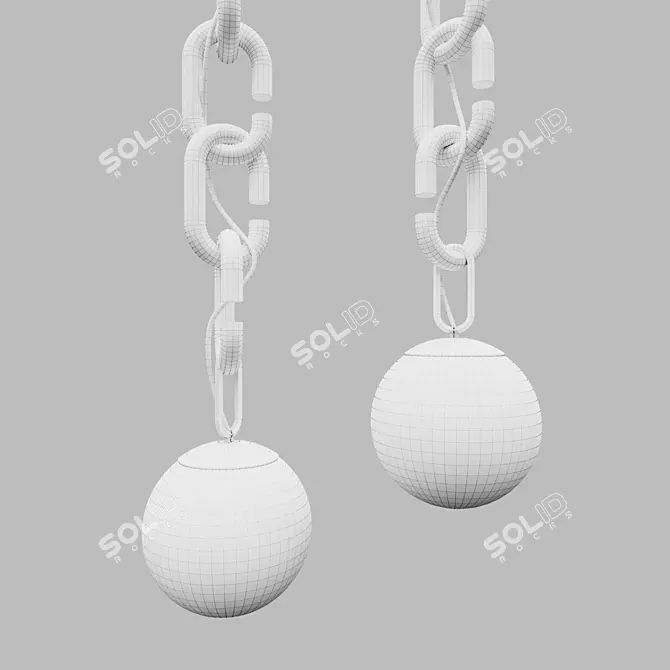 Sleek Chain Pendant Lamp 3D model image 3