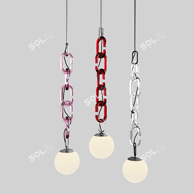 Sleek Chain Pendant Lamp 3D model image 6