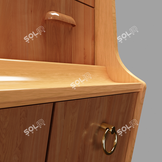 Rustic Teak Oak Drawer Cabinet 3D model image 3