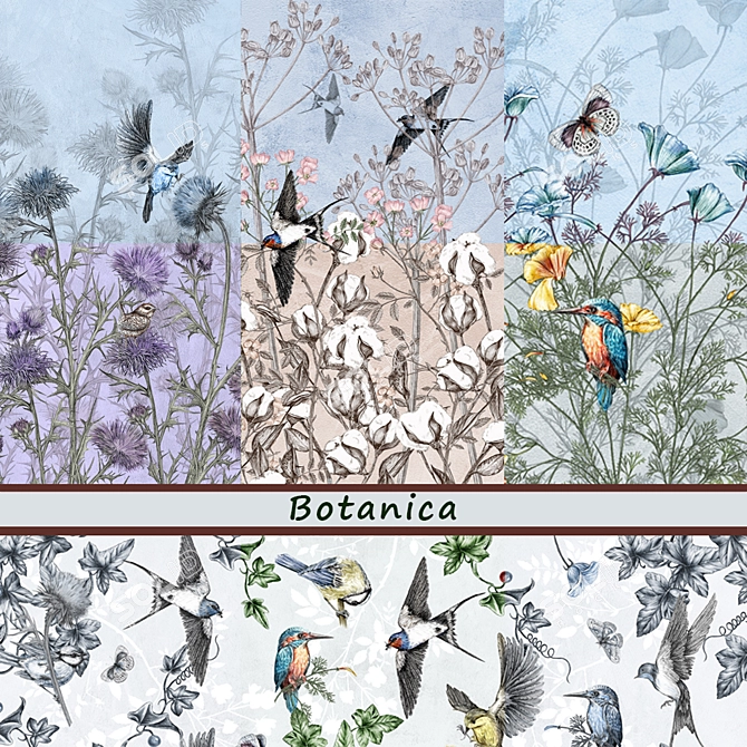 Ethereal Botanica Wallpaper Collection 3D model image 2