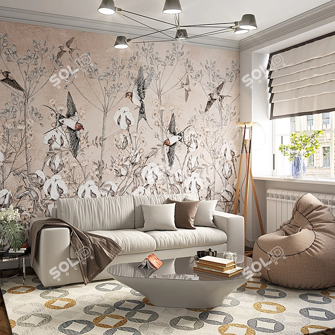 Ethereal Botanica Wallpaper Collection 3D model image 4