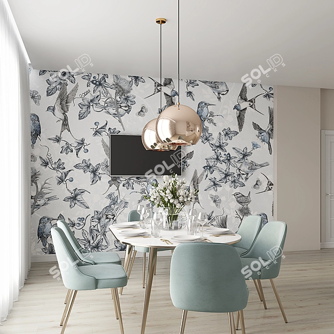 Ethereal Botanica Wallpaper Collection 3D model image 5