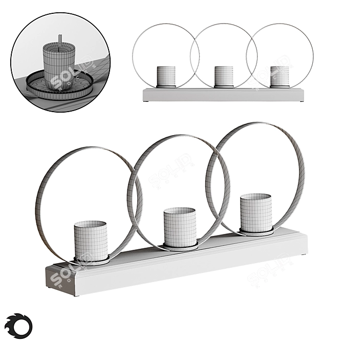 Elegant Trio Votive Candle Holder 3D model image 2