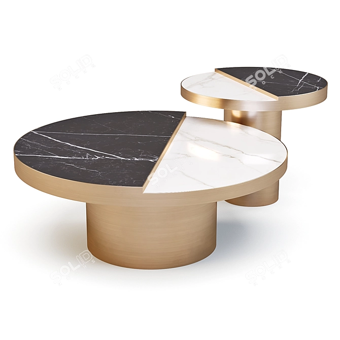 Excelsior: Marble Luxury Coffee & Side Table 3D model image 1