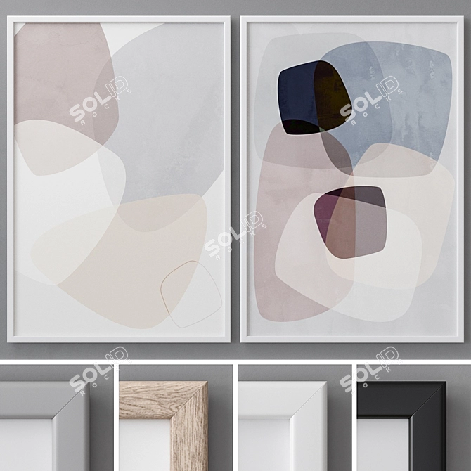 Modern Abstract Paintings Set 3D model image 1