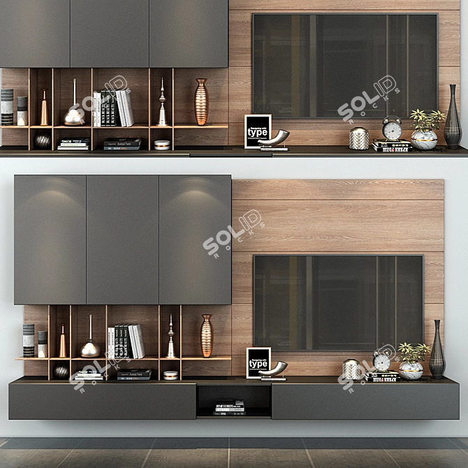 Modern TV Shelf 0130 3D model image 1