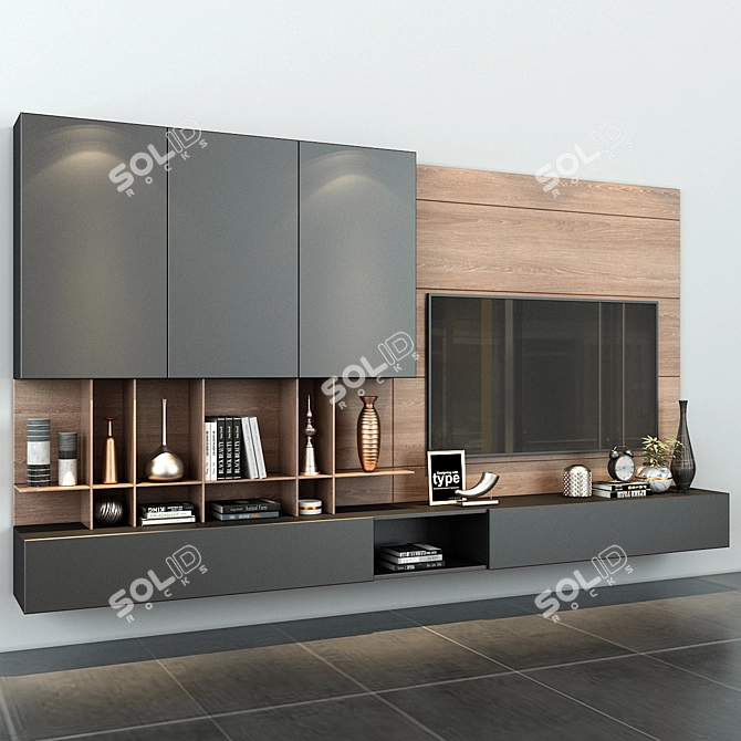 Modern TV Shelf 0130 3D model image 2