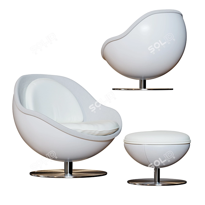 Modern Ball Lounge Chair: Artful White Design 3D model image 1