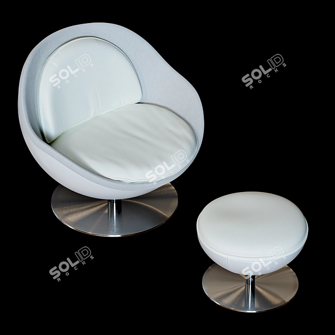 Modern Ball Lounge Chair: Artful White Design 3D model image 2