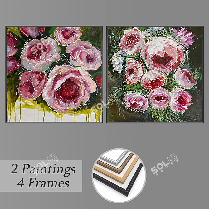 Versatile Set of 2 Wall Paintings 3D model image 1