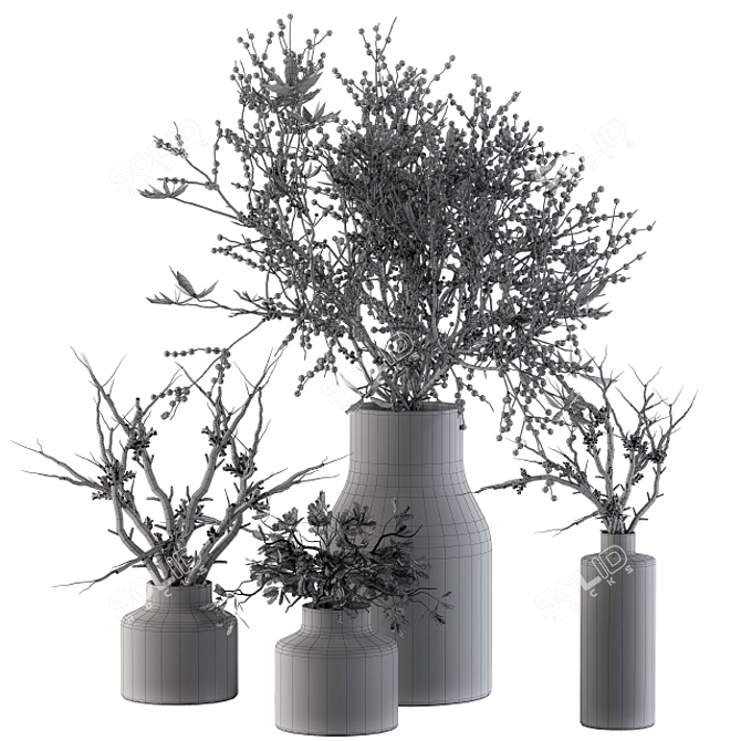 Rustic Charm Bouquet Set 3D model image 4