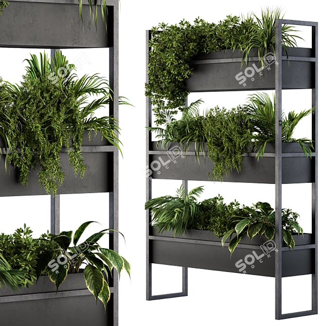 Elegant Black Box Plant Stand 3D model image 1