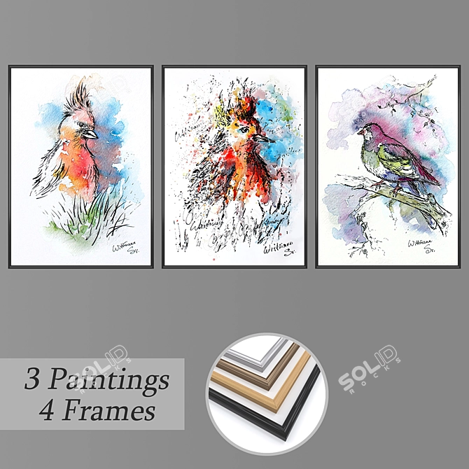 Elegant Wall Art Set 3D model image 1