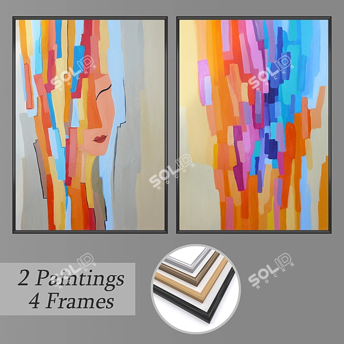 Decor Set: Wall Paintings & Frames 3D model image 1