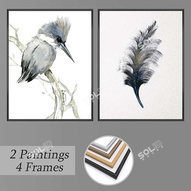 Artistic Wall Paintings Set 3D model image 1