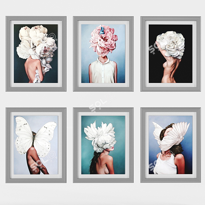 Floral Muse Art Framed Set 3D model image 2