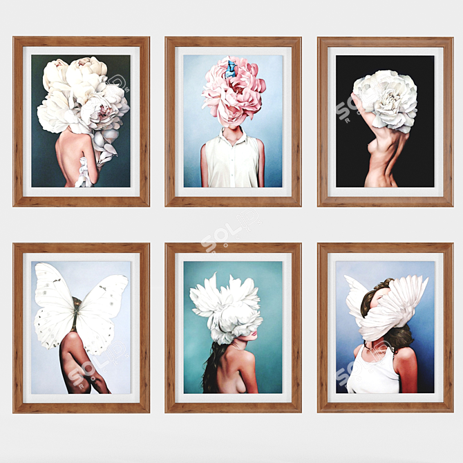 Floral Muse Art Framed Set 3D model image 3