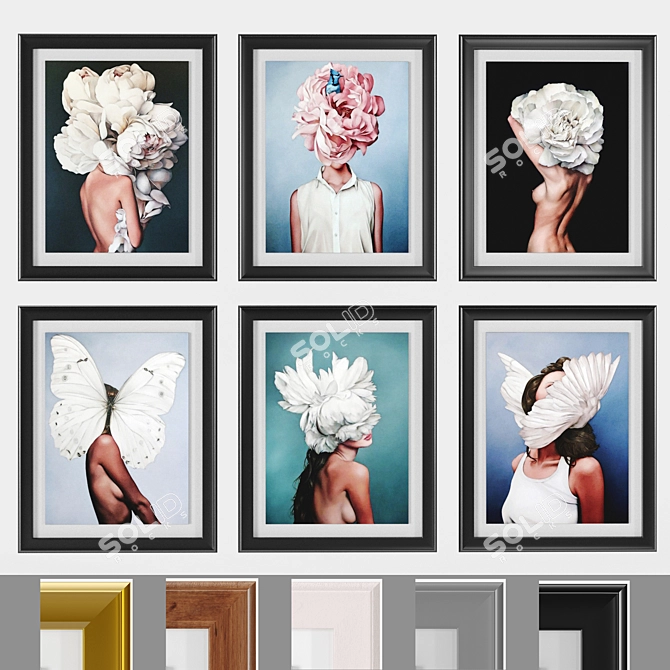 Floral Muse Art Framed Set 3D model image 5