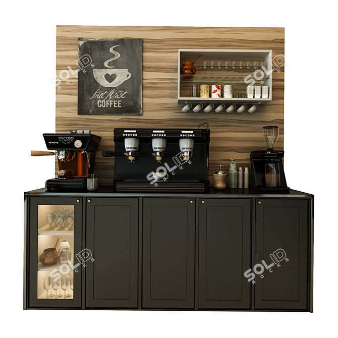 Sleek Coffee Shop Interior Design 3D model image 2