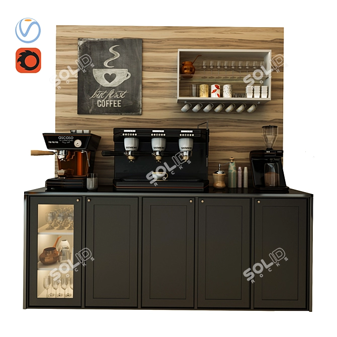 Sleek Coffee Shop Interior Design 3D model image 5