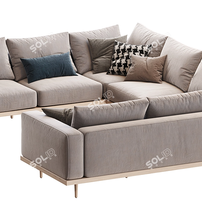 Newport U-Shaped Sectional: 5-Piece Comfort 3D model image 3