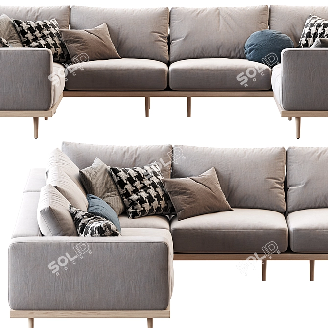 Newport U-Shaped Sectional: 5-Piece Comfort 3D model image 4