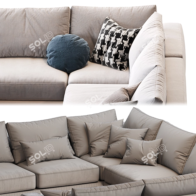 Newport U-Shaped Sectional: 5-Piece Comfort 3D model image 5