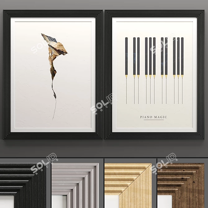 Modern Art Frame Set 3D model image 1