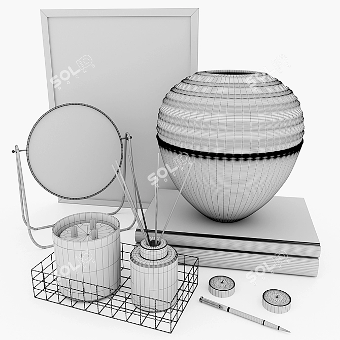 Elegant Decor Set: Vase, Candle, Diffuser, Books 3D model image 4