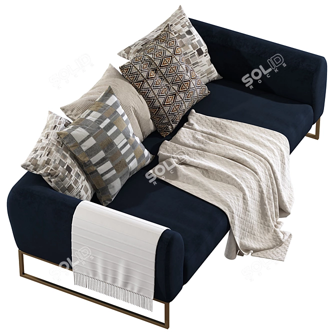 Velvet Dreams: Kits Cascadia Blue Sofa 3D model image 5