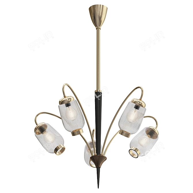 Vintage French 1950s Chandelier 3D model image 1