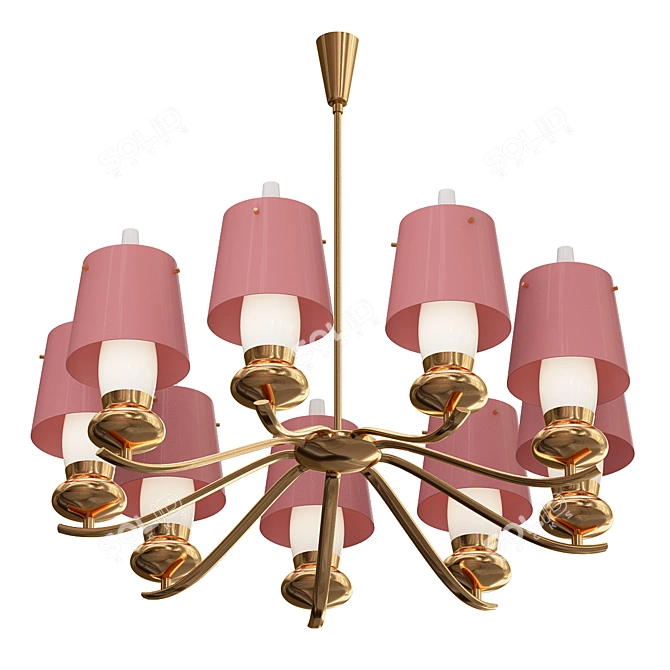 Elegant Arredoluce Chandelier: Angelo Lelii 3D model image 1