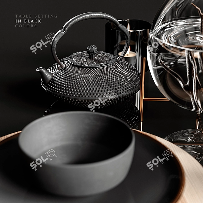 Black Elegance Table Setting 3D model image 4