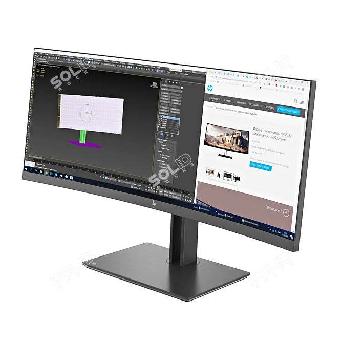 HPZ38c: Immersive Wide-Screen Monitor 3D model image 1