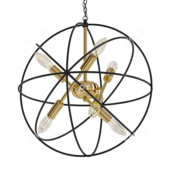 Metal Circles Pendant Light 3D model image 1