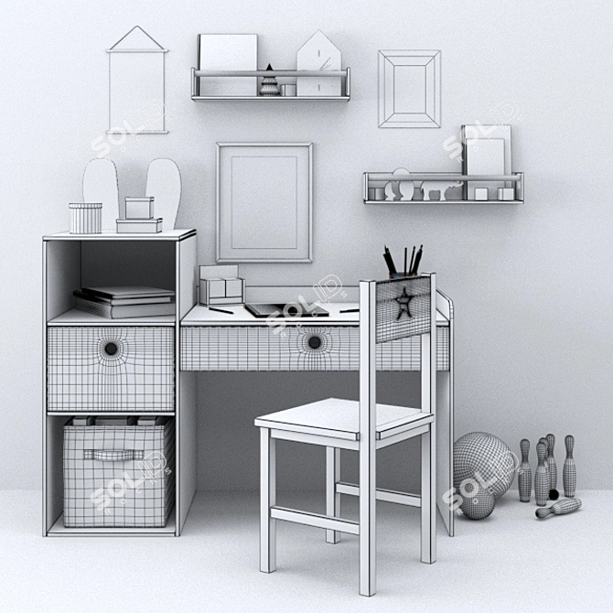 Nursery Desk & Decor 3D model image 2