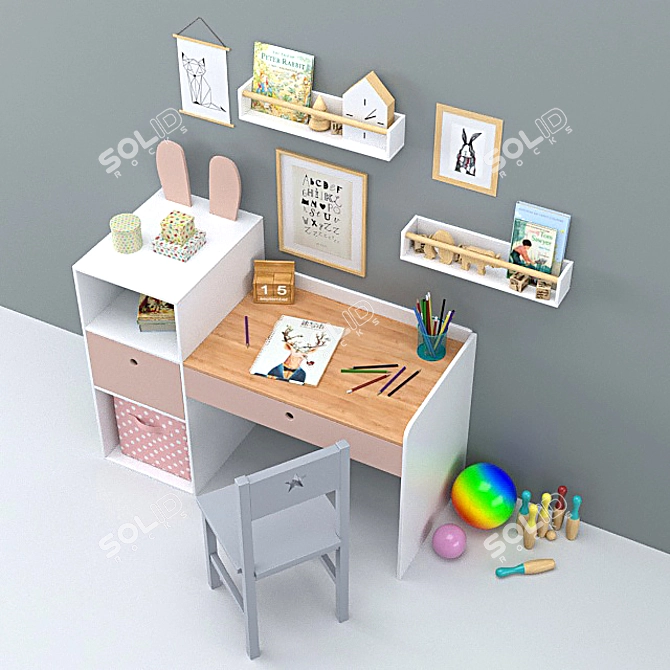 Nursery Desk & Decor 3D model image 3