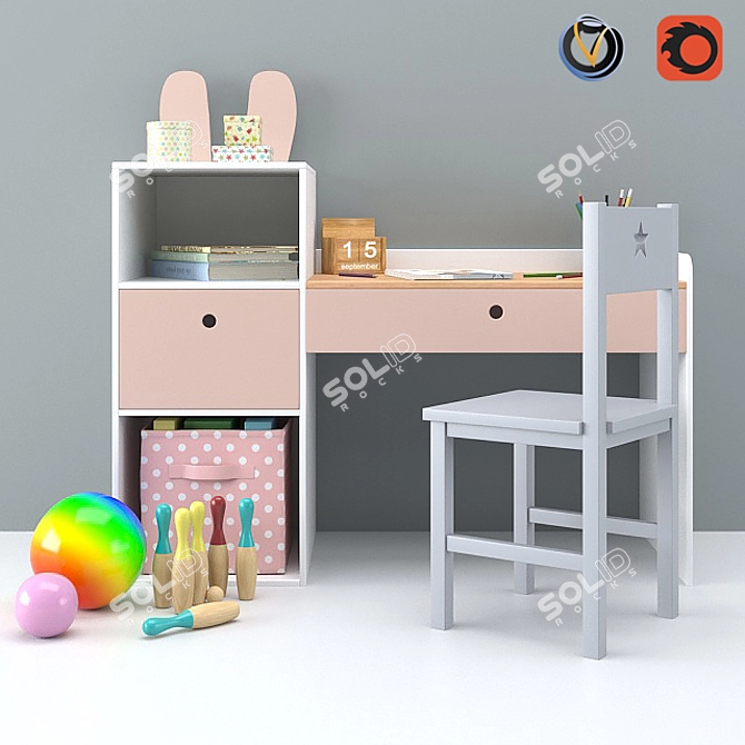 Nursery Desk & Decor 3D model image 4