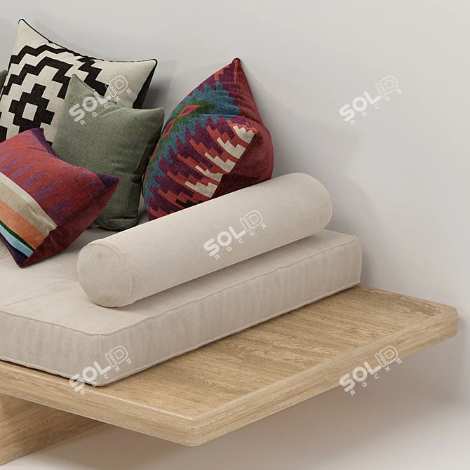 Natural Wood Divan 3D model image 3