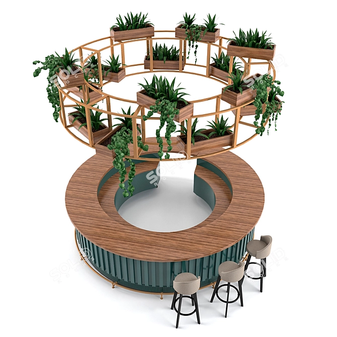 Modern Restaurant Bar Zone 3D model image 2