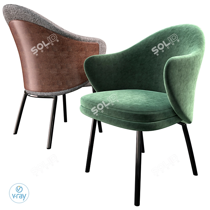 Elegant Angie Dining Chairs 3D model image 2