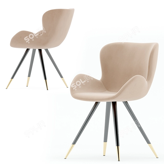 Elegant Velvet Dining Chair 3D model image 1