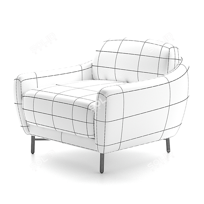 Modern Velvet Armchair | Stylish & Comfortable 3D model image 4