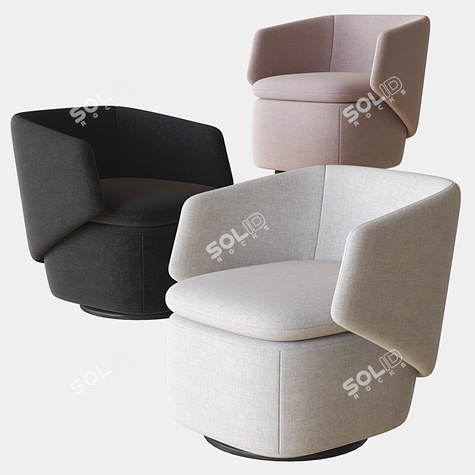 Modern Crescent Swivel Chair 3D model image 2